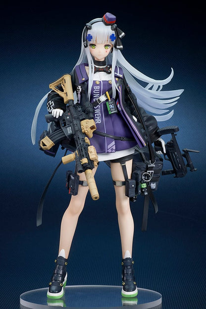 Girls' Frontline 416 MOD3 1/7 Scale Figure with long silver hair, detailed tactical gear, and confident expression, standing ready for battle.