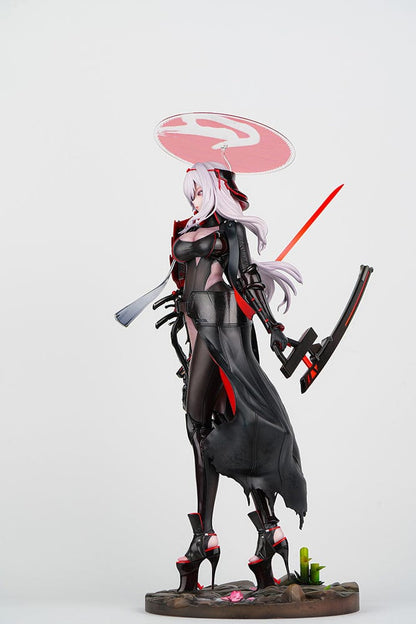 1/4 scale figure of Scarlet from Goddess of Victory: Nikke in her Black Shadow Ver. outfit with katana, heels, and red-accented cloak.

