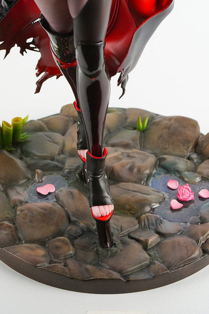 1/4 scale figure of Scarlet from Goddess of Victory: Nikke in her Black Shadow Ver. outfit with katana, heels, and red-accented cloak.


