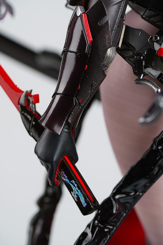 1/4 scale figure of Scarlet from Goddess of Victory: Nikke in her Black Shadow Ver. outfit with katana, heels, and red-accented cloak.

