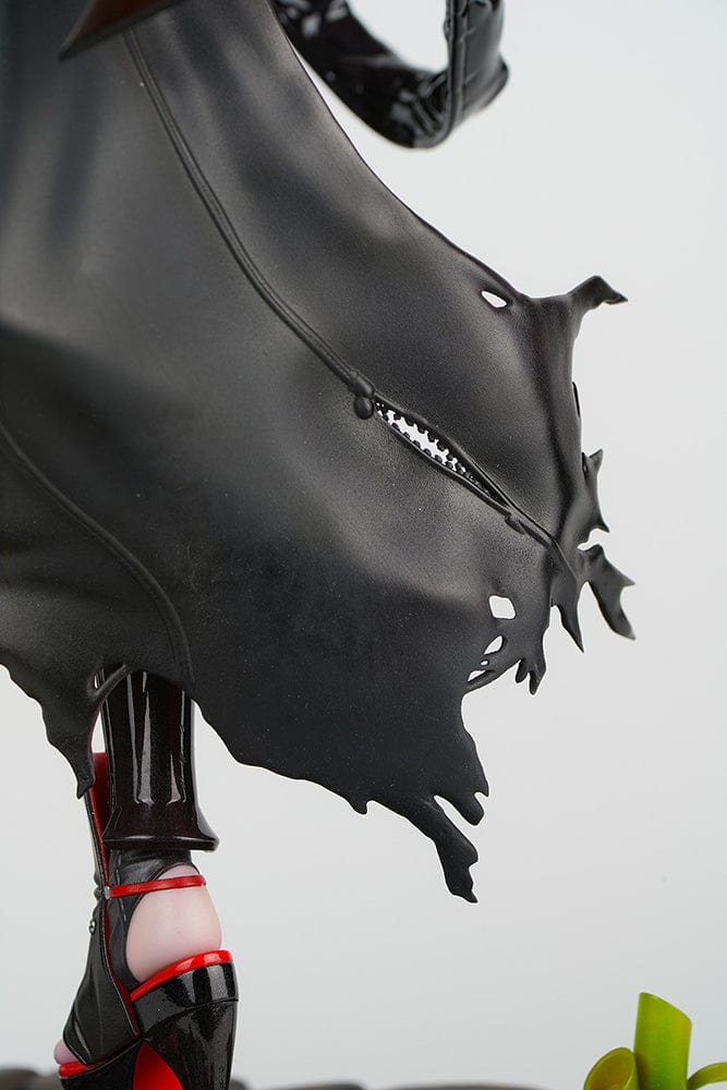 1/4 scale figure of Scarlet from Goddess of Victory: Nikke in her Black Shadow Ver. outfit with katana, heels, and red-accented cloak.

