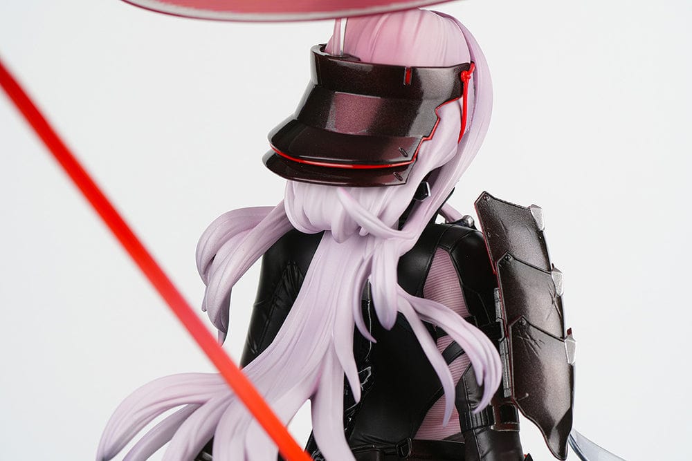 1/4 scale figure of Scarlet from Goddess of Victory: Nikke in her Black Shadow Ver. outfit with katana, heels, and red-accented cloak.

