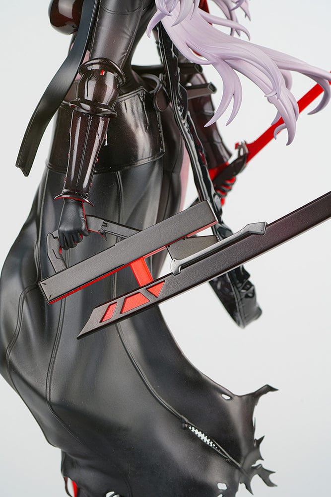 1/4 scale figure of Scarlet from Goddess of Victory: Nikke in her Black Shadow Ver. outfit with katana, heels, and red-accented cloak.

