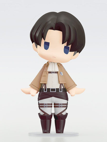 Attack on Titan Hello! Good Smile Levi Figure in chibi-style design, featuring Levi in his Survey Corps uniform with harness details.