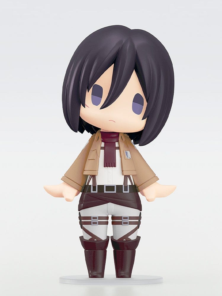 Attack on Titan Hello! Good Smile Mikasa Ackerman Figure in a chibi-style design, featuring Mikasa’s signature scarf and Survey Corps uniform.