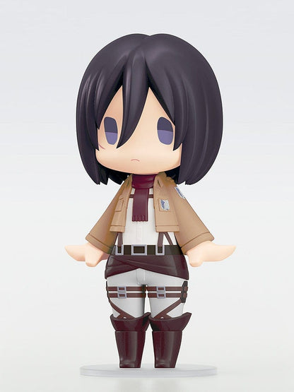 Attack on Titan Hello! Good Smile Mikasa Ackerman Figure in a chibi-style design, featuring Mikasa’s signature scarf and Survey Corps uniform.