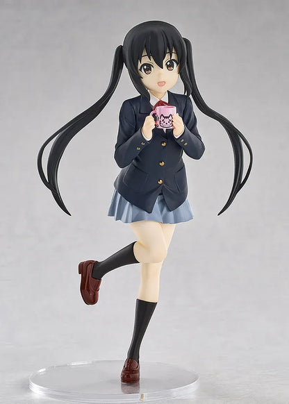 K-ON! POP UP PARADE L Azusa Nakano figure wearing her school uniform and holding a pink cat-themed mug.