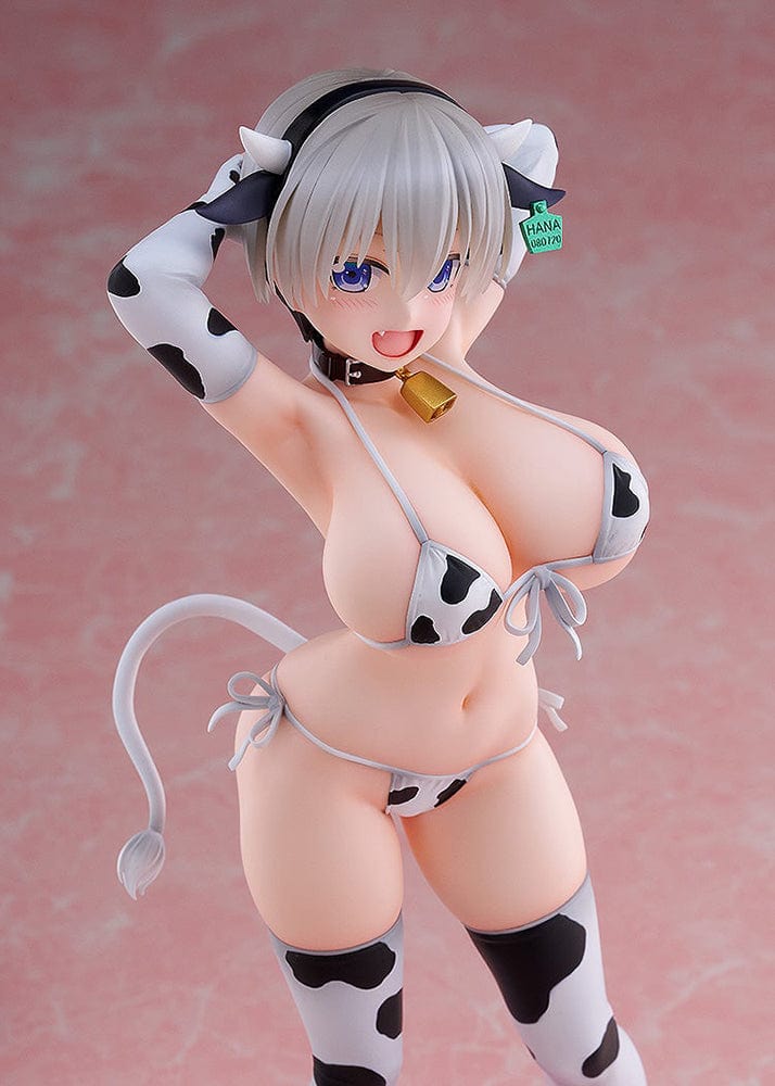 Uzaki-chan Wants to Hang Out! Hana Uzaki (Cow Bikini Ver.) 1/7 Scale Figure featuring Hana in a cow-patterned bikini with a soft pink base.