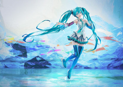 Vocaloid Character Vocal Series 01: Hatsune Miku (0x27 Eternal Stream) 1/4 Scale Figure with flowing turquoise hair and metallic outfit, standing on a water-themed base.