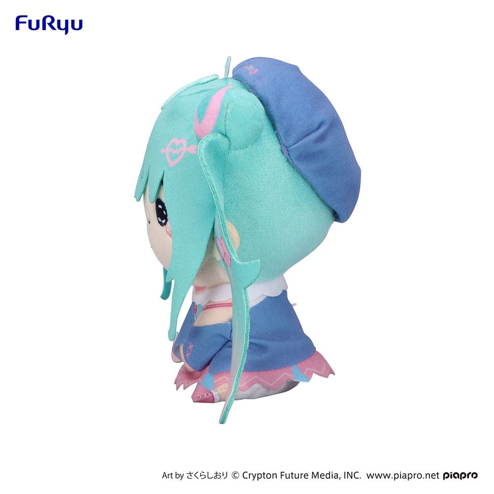 Hatsune Miku MOCHIPICO Plush Toy -Love Sailor ver. A- featuring Miku in a pastel blue and pink sailor outfit with heart-shaped cheeks and twin tails.