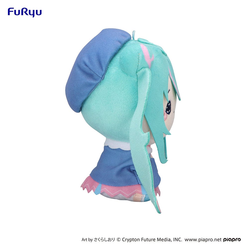 Hatsune Miku MOCHIPICO Plush Toy -Love Sailor ver. A- featuring Miku in a pastel blue and pink sailor outfit with heart-shaped cheeks and twin tails.