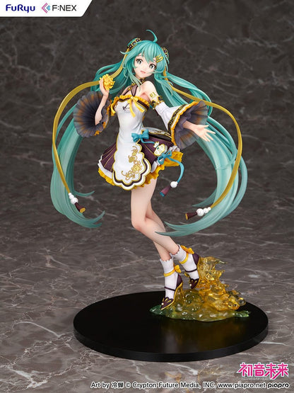 Vocaloid Hatsune Miku (Mid-Autumn Night Ver.) 1/7 Scale Figure featuring traditional Chinese-style festival outfit with teal hair and gold accents.