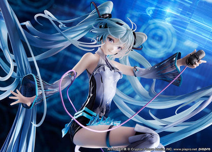 Hatsune Miku (Techno-Magic Ver.) 1/7 Scale Figure: A vibrant and detailed figure of Hatsune Miku, the iconic Vocaloid virtual idol, wearing her Techno-Magic outfit. The figure showcases Miku in a dynamic pose with flowing hair and translucent wings, capturing her energy and enchanting presence.