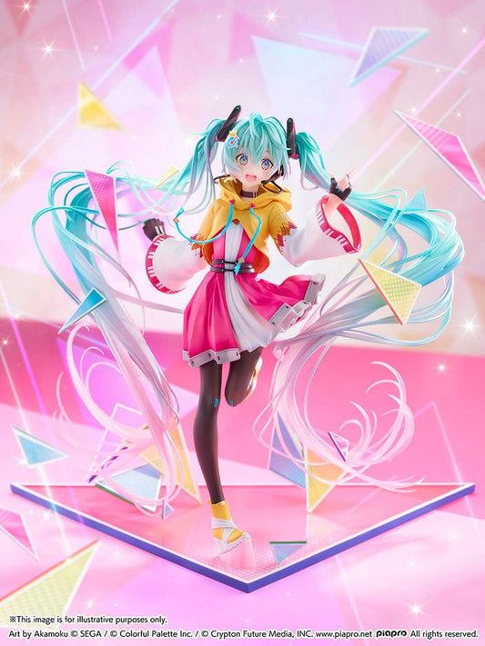 Hatsune Miku: Project SEKAI Championship 2022 (Autumn Ver.) 1/7 scale figure featuring Miku in a colorful, dynamic pose with flowing twin-tails, geometric accents, and a vibrant pink and yellow outfit.