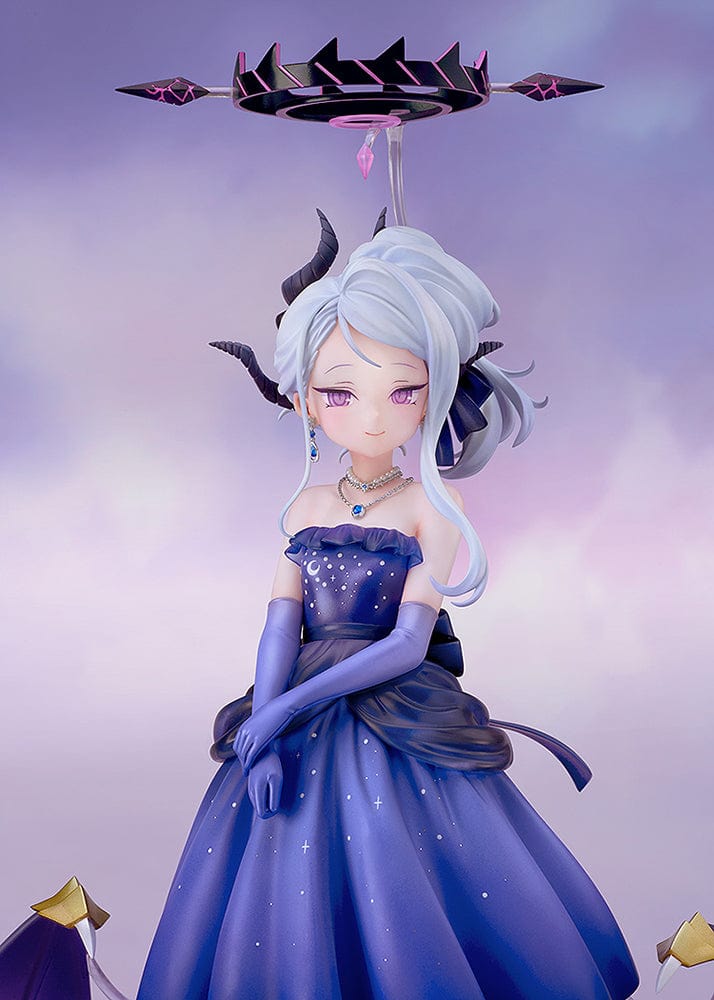 1/7 scale figure of Hina from Blue Archive in a starry purple dress with horns, bat-like wings, and a gothic floating crown.

