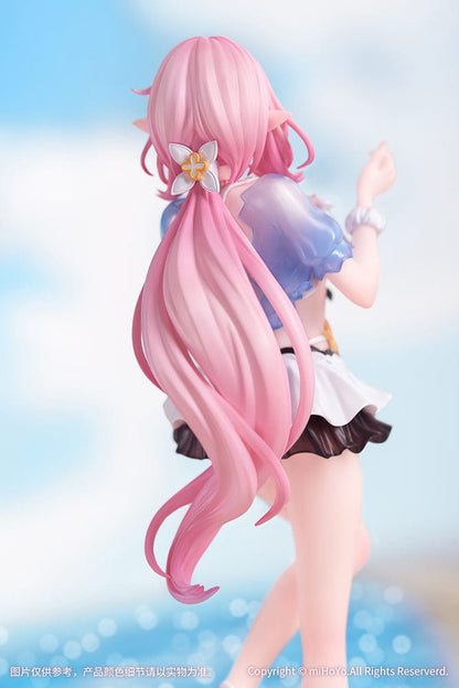 Honkai Impact 3rd Gift+ Elysia (Summer Miss Elf Ver.) 1/8 Scale Figure in beach outfit with pink hair, standing on a sandy base.