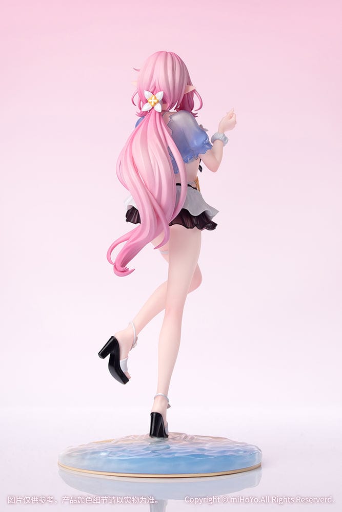 Honkai Impact 3rd Gift+ Elysia (Summer Miss Elf Ver.) 1/8 Scale Figure in beach outfit with pink hair, standing on a sandy base.