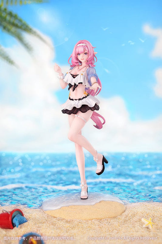 Honkai Impact 3rd Gift+ Elysia (Summer Miss Elf Ver.) 1/8 Scale Figure in beach outfit with pink hair, standing on a sandy base.