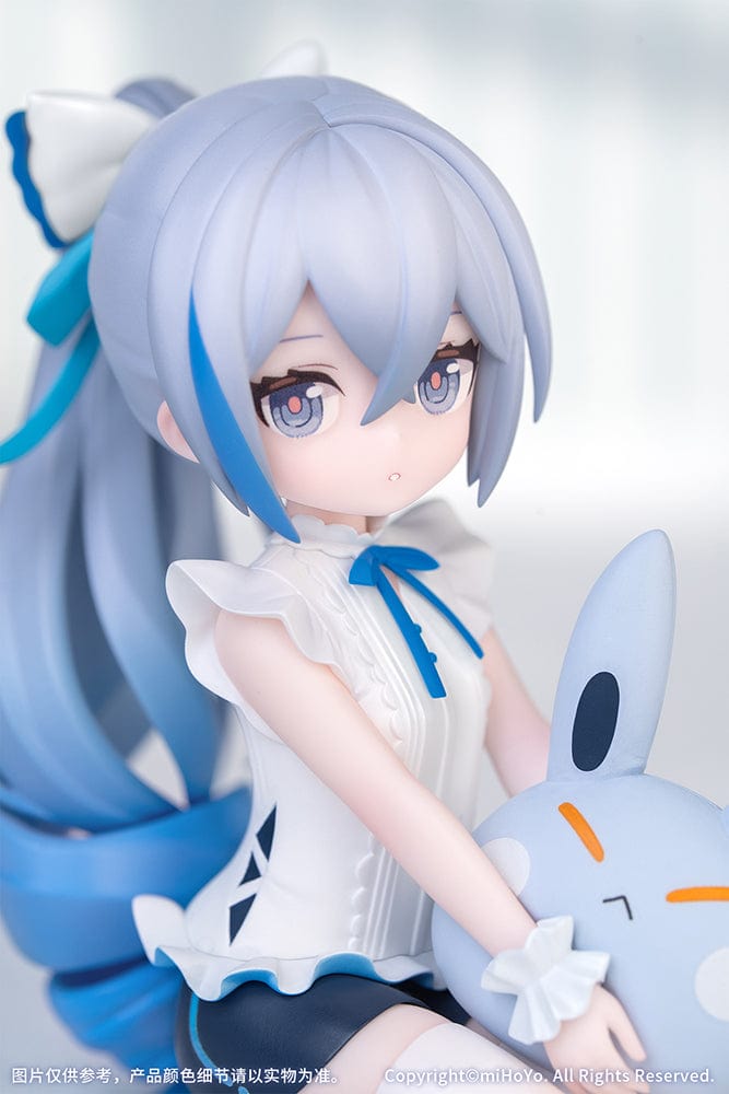 Honkai Impact 3rd Little Series Bronya Zaychik (Herrscher of Truth) Figure featuring Bronya sitting with a bunny-themed accessory in a soft white and blue outfit.