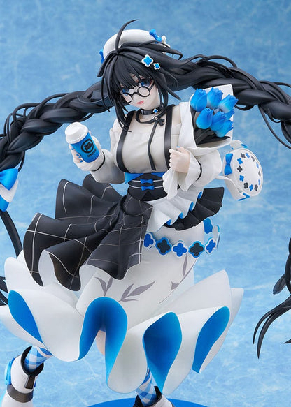 Oshioshio Illustration Toshiue Kanojo 1/6 Scale Figure with black and blue braided hairstyle, dynamic outfit, and blue drink can.