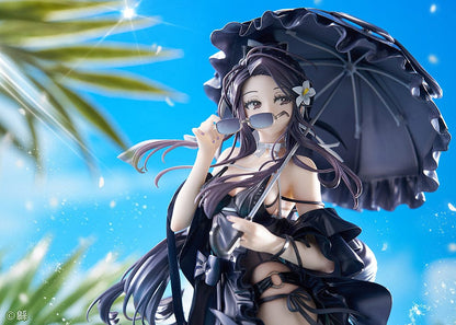 Wata Illustration Toshiue Kanojo 1/6 Scale Figure in black swimsuit holding parasol, with flowing hair and detailed base from Illustrator Collection.