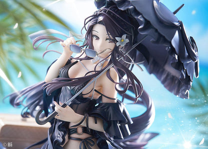 Wata Illustration Toshiue Kanojo 1/6 Scale Figure in black swimsuit holding parasol, with flowing hair and detailed base from Illustrator Collection.