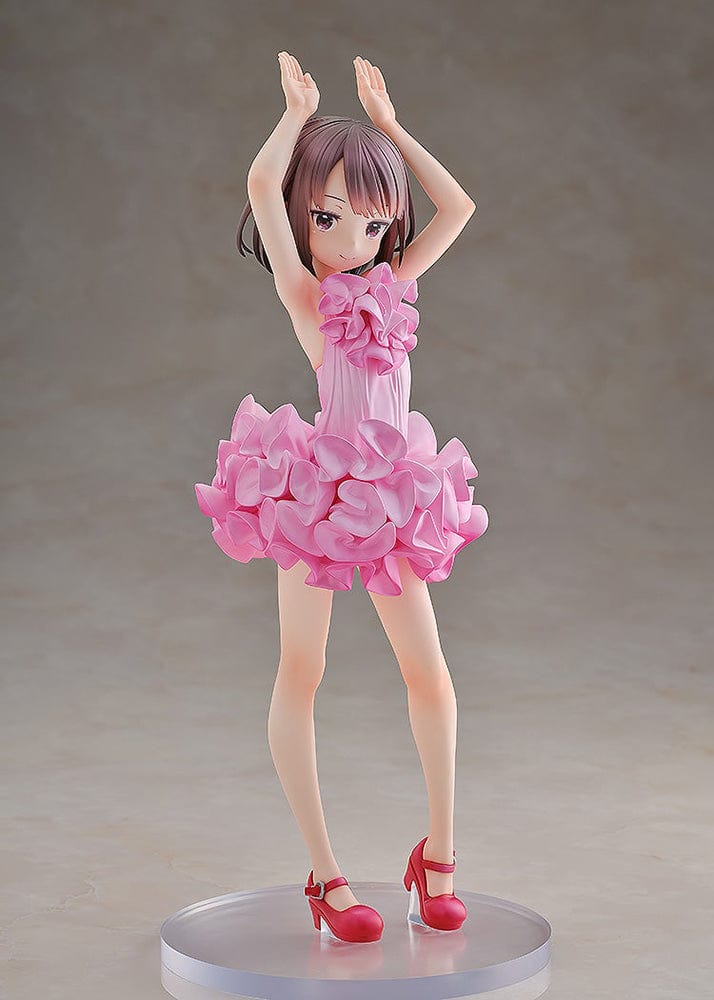 Sword Art Online Alternative: Gun Gale Online KD Colle LLENN (Light Novel Dress Ver.) 1/7 Scale Figure, featuring LLENN in a pink frilly dress and red heels, posed gracefully with intricate detailing.