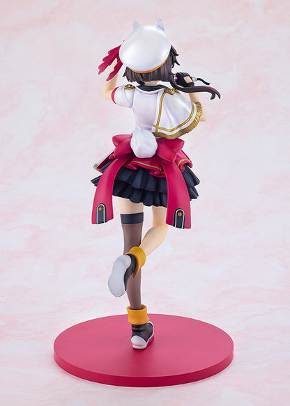 KonoSuba KD Colle Megumin (Light Novel Idol Ver.) figure in red, white, and black idol outfit with bunny ears, holding a microphone.