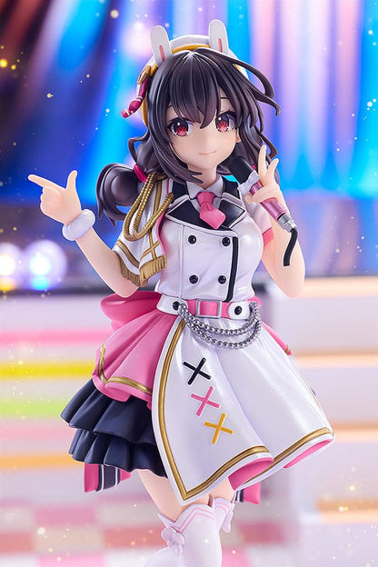 KonoSuba KD Colle Yunyun (Light Novel Idol Ver.) figure in pink, white, and black idol outfit with bunny ears, holding a microphone.