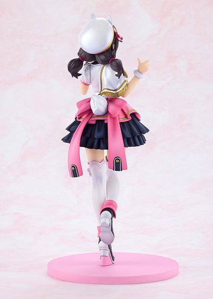 KonoSuba KD Colle Yunyun (Light Novel Idol Ver.) figure in pink, white, and black idol outfit with bunny ears, holding a microphone.