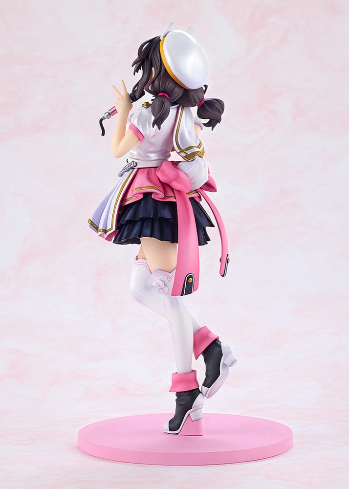 KonoSuba KD Colle Yunyun (Light Novel Idol Ver.) figure in pink, white, and black idol outfit with bunny ears, holding a microphone.