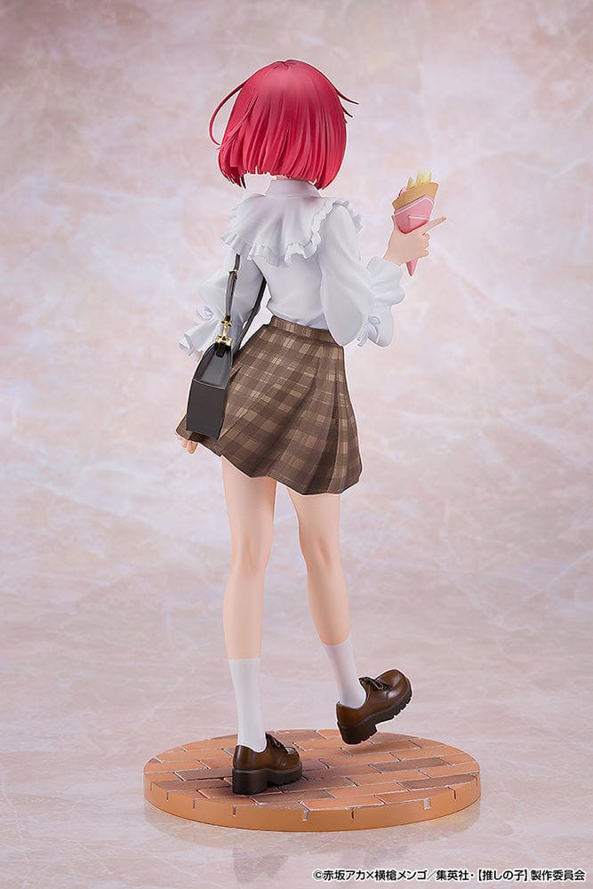 Oshi no Ko Kana Arima (Date Style Ver.) 1/6 Scale Figure, featuring Kana in a white blouse and plaid skirt, holding a sweet treat with a stylish cross-body bag.