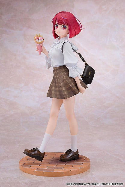 Oshi no Ko Kana Arima (Date Style Ver.) 1/6 Scale Figure, featuring Kana in a white blouse and plaid skirt, holding a sweet treat with a stylish cross-body bag.