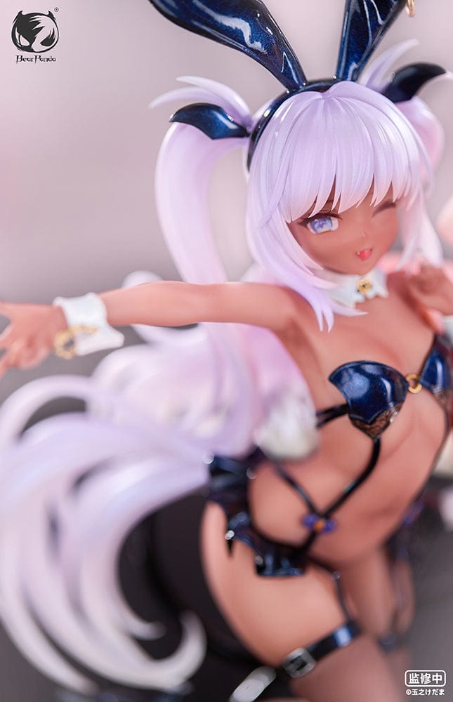 Tamano Kedama Illustration Kulomu 1/6 scale figure in dark blue bunny outfit, with flowing lavender hair, heart-shaped accessories, and dynamic pose.