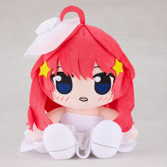 The Quintessential Quintuplets Itsuki Nakano Kuripan Plushie, adorned with star hair clips and her distinctive red hair, exuding a look of gentle curiosity.