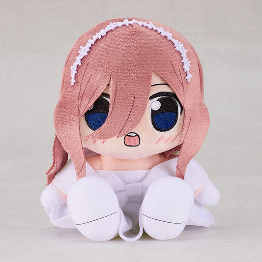 The Quintessential Quintuplets Miku Nakano Kuripan Plushie, complete with her signature headphones and lovingly detailed features, ready for a warm hug.