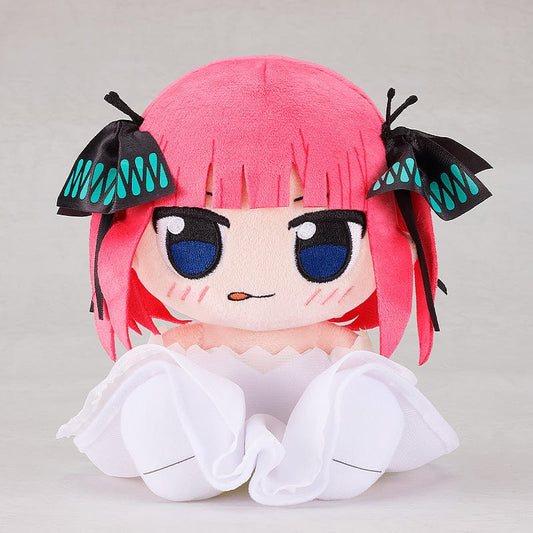 The Quintessential Quintuplets Nino Nakano Kuripan Plushie, capturing her confident spirit with detailed butterfly hair clips and her classic white dress.