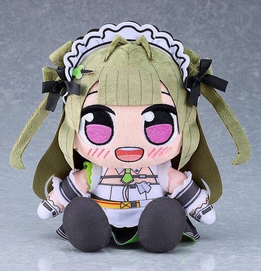 GODDESS OF VICTORY: NIKKE Kuripan Plushie Soda in maid outfit with pink eyes and cheerful expression.