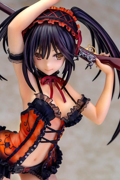 Date A Live's Kurumi Tokisaki in a 1/7 scale figure, Lingerie Special Version, featuring her in a seductive pose with detailed lingerie, complete with her signature clock eye and a sophisticated base, encapsulating her mesmerizing and complex character.