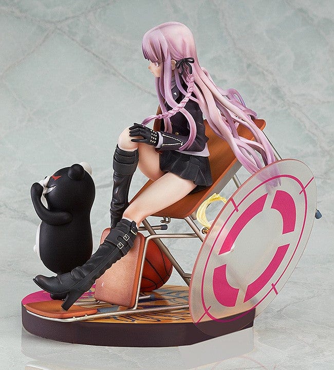 Danganronpa Kyoko Kirigiri 1/8 Scale Figure (3rd Reissue) featuring Kyoko seated on a toppled chair with Monokuma and detailed accessories like a basketball and noodles on a themed base.