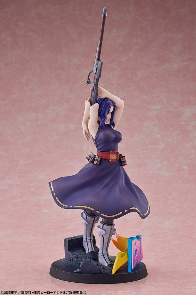 My Hero Academia Lady Nagant 1/8 Scale Figure featuring Lady Nagant aiming her rifle arm with a 'BLAM!' comic effect at her feet.