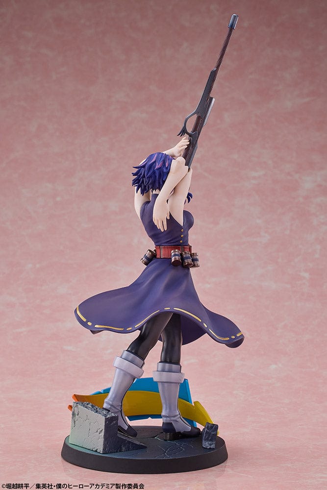 My Hero Academia Lady Nagant 1/8 Scale Figure featuring Lady Nagant aiming her rifle arm with a 'BLAM!' comic effect at her feet.