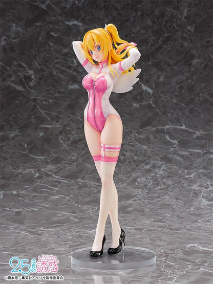 2.5 Dimensional Seduction Liliel 1/7 Scale Figure in Angel School Arc Training Wear, featuring golden hair, pink bodysuit, and angel wings.