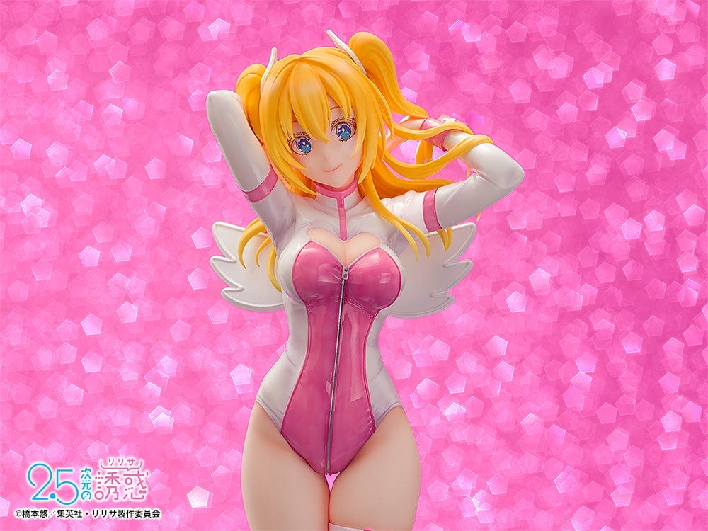 2.5 Dimensional Seduction Liliel 1/7 Scale Figure in Angel School Arc Training Wear, featuring golden hair, pink bodysuit, and angel wings.