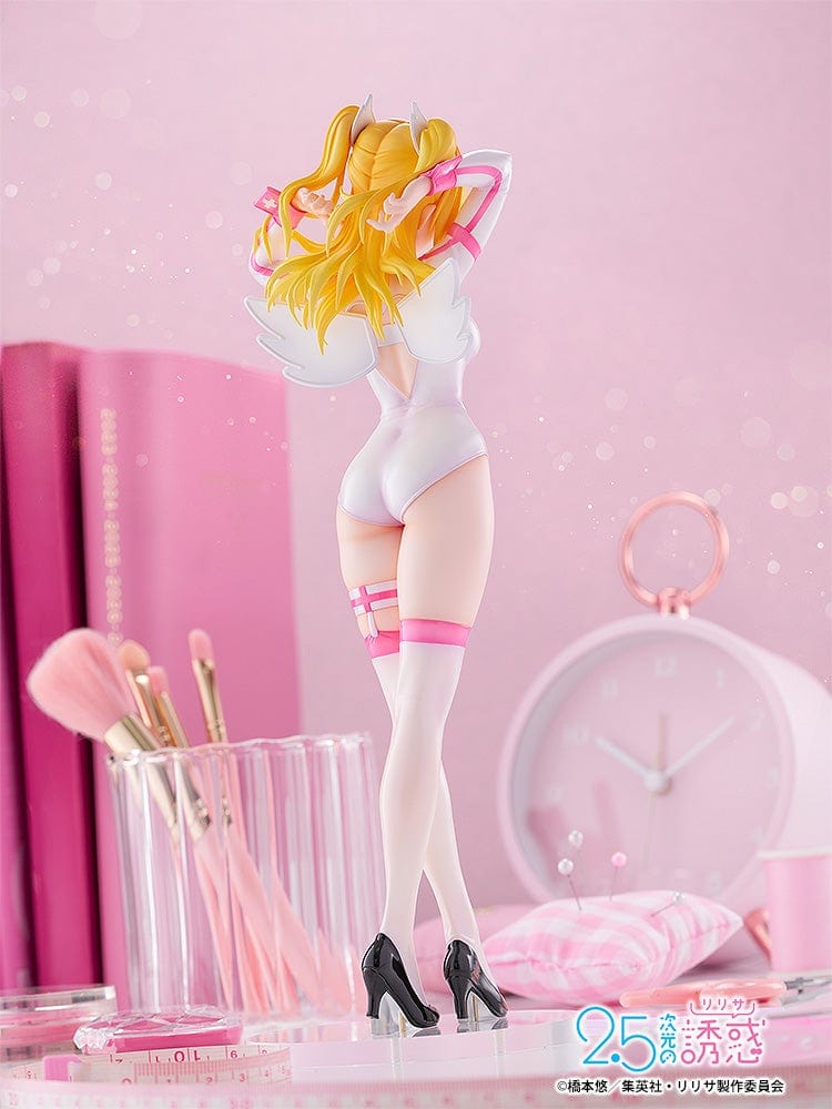 2.5 Dimensional Seduction Liliel 1/7 Scale Figure in Angel School Arc Training Wear, featuring golden hair, pink bodysuit, and angel wings.