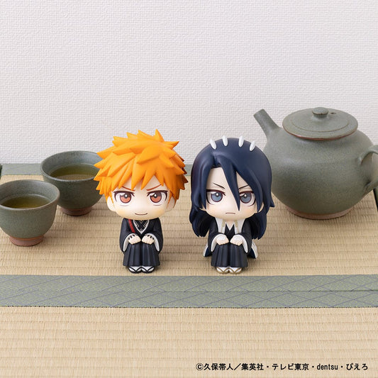 Bleach: Thousand-Year Blood War Look Up Series Ichigo Kurosaki and Byakuya Kuchiki Set featuring highly detailed figurines of Ichigo Kurosaki and Byakuya Kuchiki, capturing their iconic poses and expressions. The set includes a special bonus gift, making it a must-have for Bleach fans and collectors