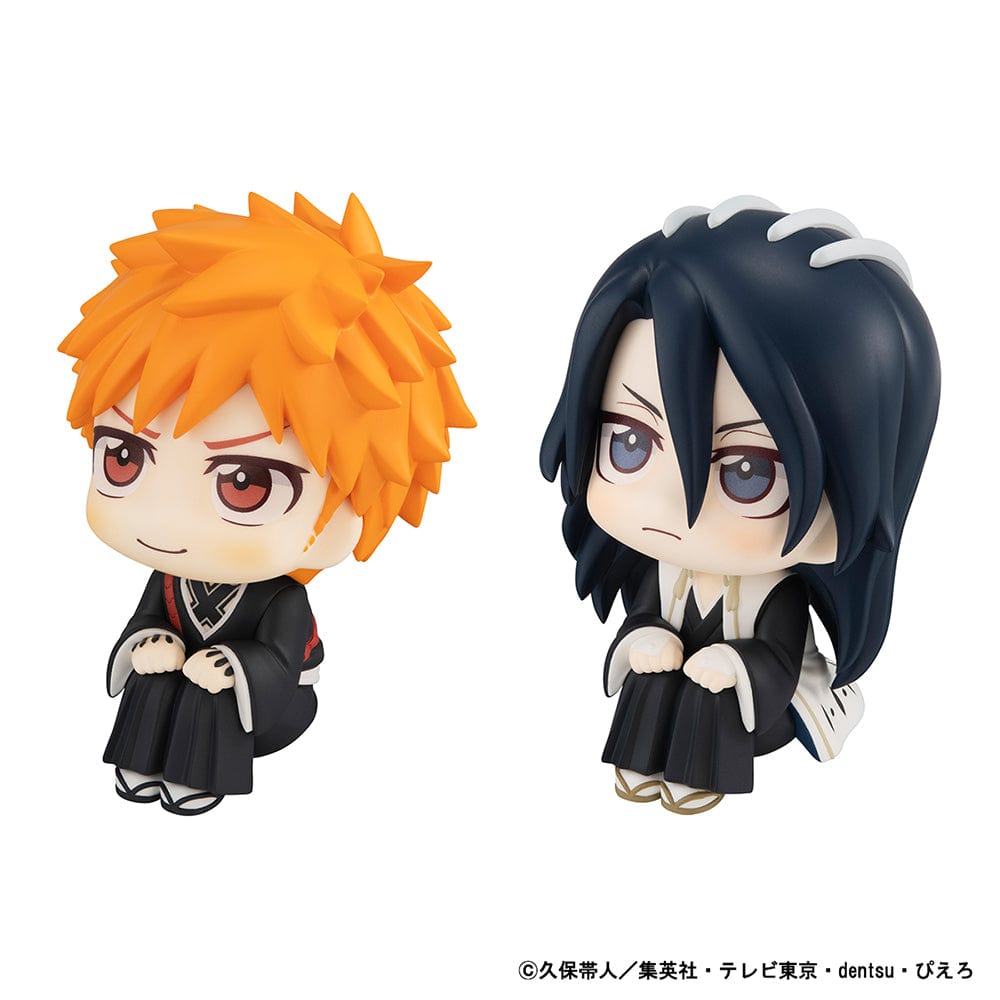 Bleach: Thousand-Year Blood War Look Up Series Ichigo Kurosaki and Byakuya Kuchiki Set featuring highly detailed figurines of Ichigo Kurosaki and Byakuya Kuchiki, capturing their iconic poses and expressions. The set includes a special bonus gift, making it a must-have for Bleach fans and collectors