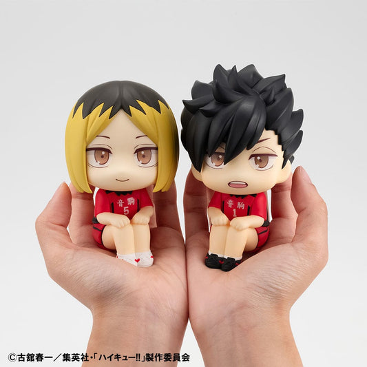Haikyuu!! Look Up Series Kenma Kozume & Tetsuro Kuro (Uniform Ver.) Set with Gift featuring Kenma's two-tone hair and serene expression, and Kuro's spiky hair and determined gaze in an adorable "look up" pose.
