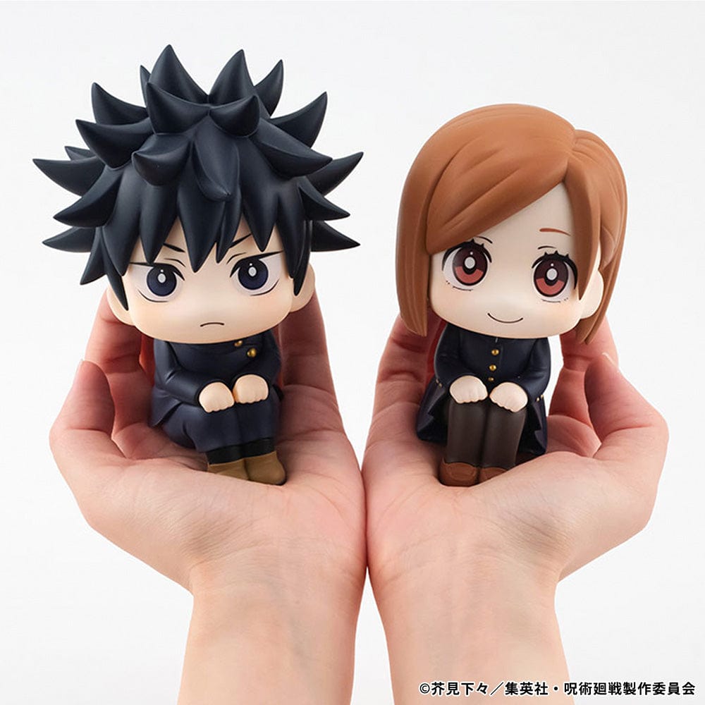 Lookup Figure Jujutsu Kaisen Megumi Fushiguro seated in chibi form, with black spiky hair and serious expression.