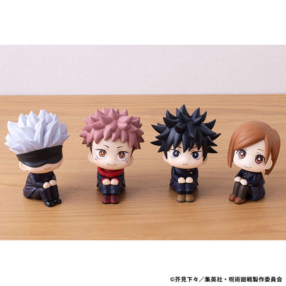 Lookup Figure Jujutsu Kaisen Megumi Fushiguro seated in chibi form, with black spiky hair and serious expression.